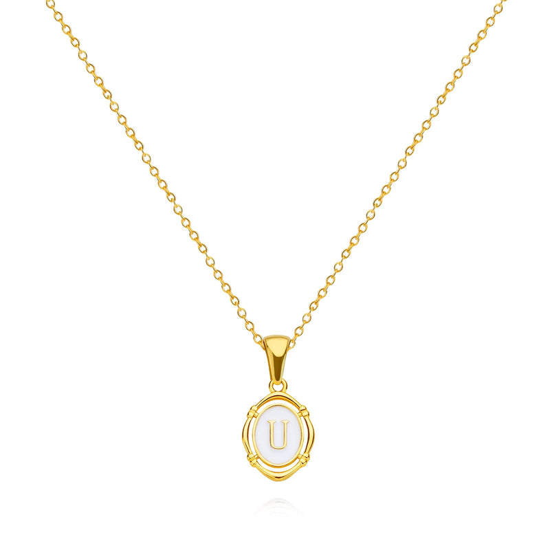 golden drip oil letter pendant necklace, view 9 - MRSLM
