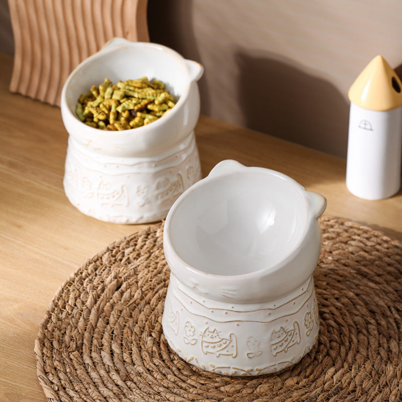 japanese style ceramic cat bowl, view 6 - MRSLM