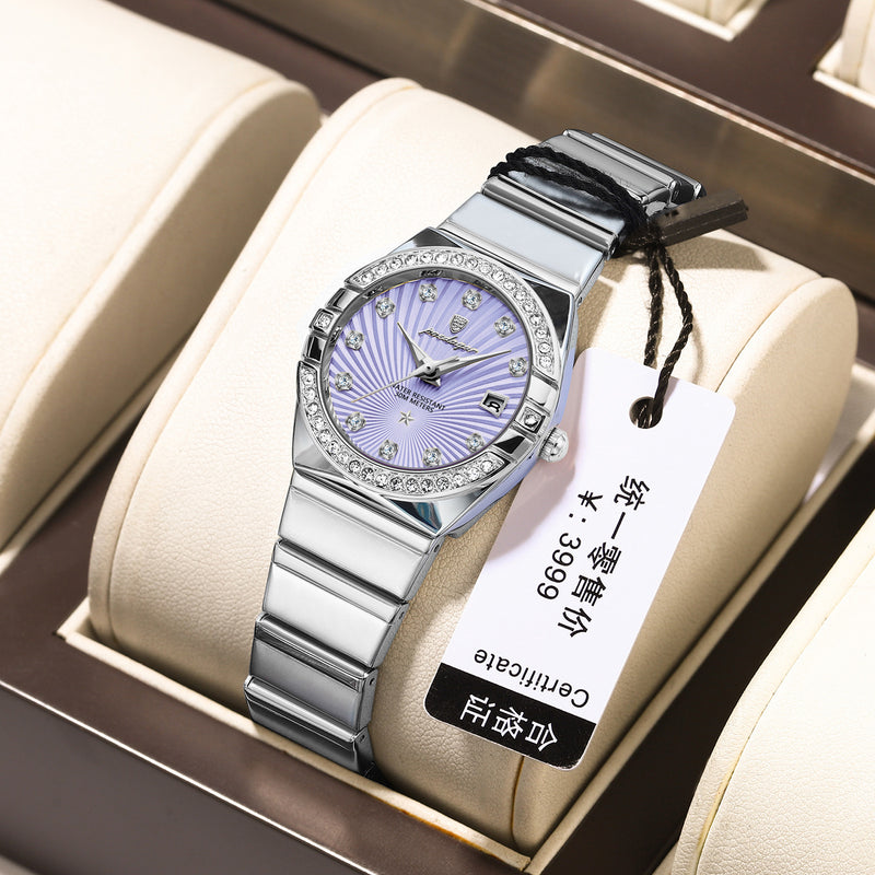 Women's ultra-thin quartz watch with steel strap, view 9 - MRSLM