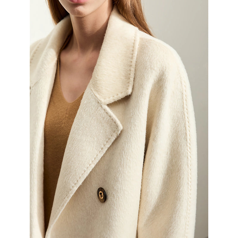 women's long double-breasted wool coat, view 8 - MRSLM