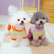 cozy striped dog jumpsuit pajamas, view 5 - MRSLM