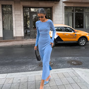 knitted round neck split dress - MRSLM