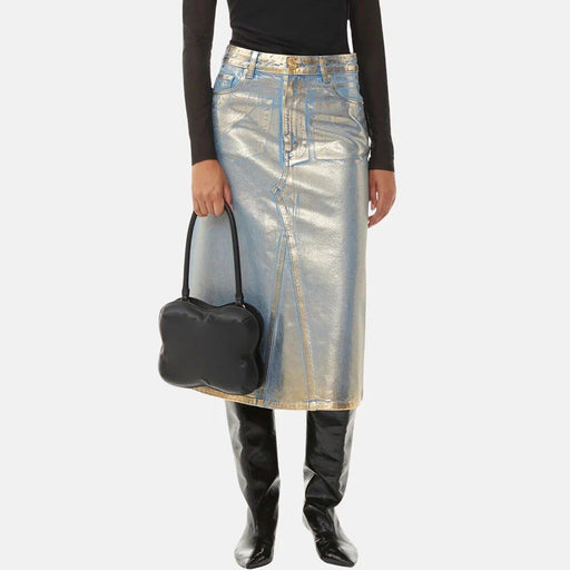 glossy denim skirt, view 2 - MRSLM