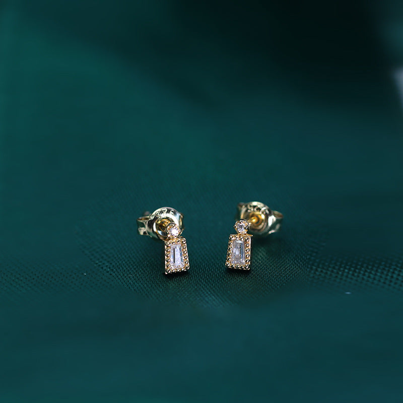 t square white zirconium earrings, view 6 - MRSLM