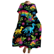 women's loose round neck printed dress, view 11 - MRSLM