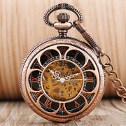 skeleton sunflower automatic pocket watch, view 5 - MRSLM