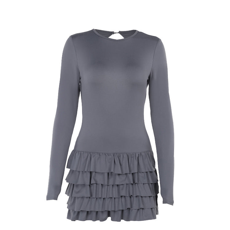 Ruffled long-sleeve jumpsuit pantskirt, view 5 - MRSLM
