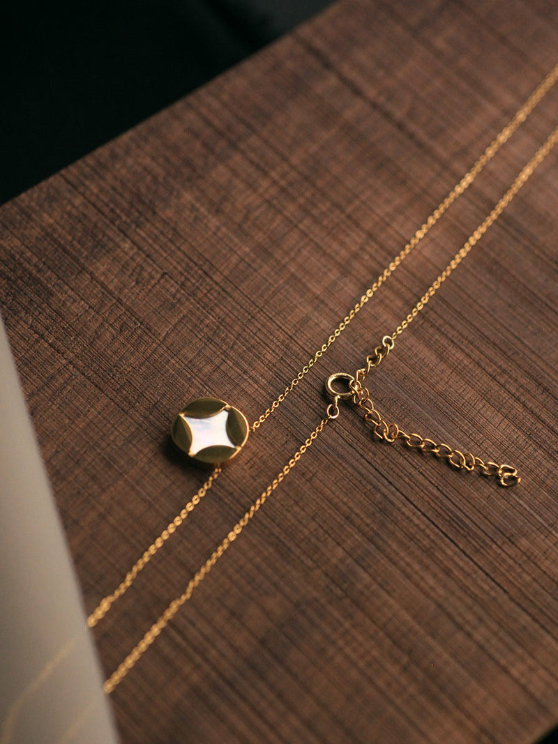four-leaf clover coin necklace, view 3 - MRSLM