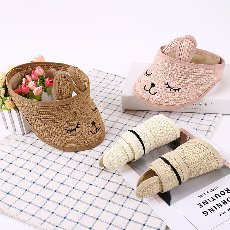 kids rabbit straw hat, view 6 - MRSLM