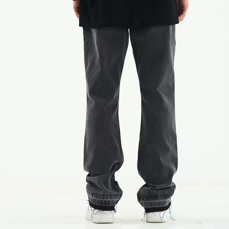 Micro Flared Fringe Worn Jeans Men's