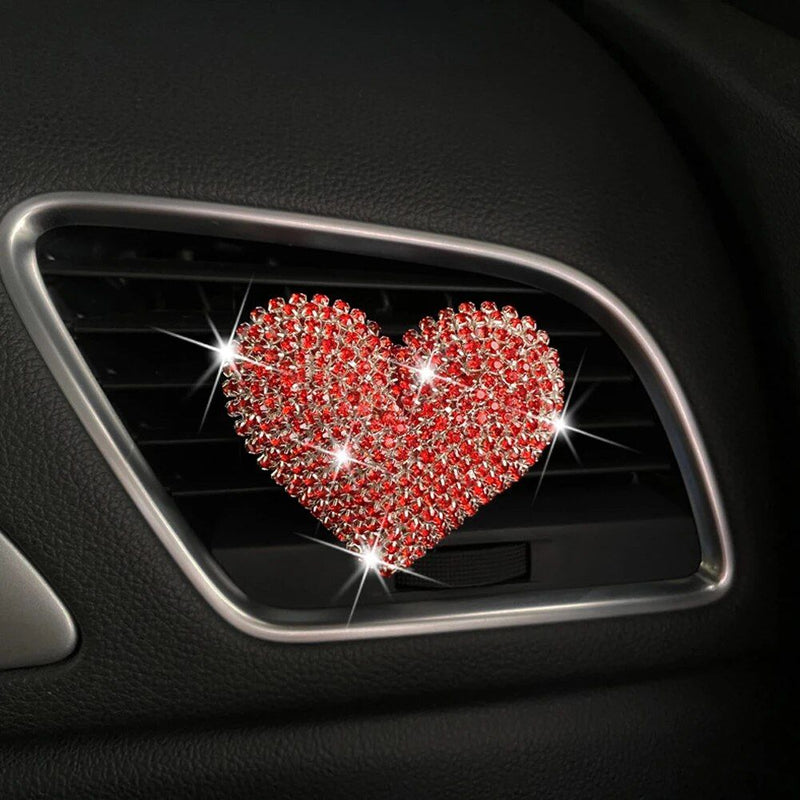heart-shaped rhinestone car perfume clip, view 9 - MRSLM