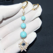 turquoise lapis lazuli fish earrings, view 2 - MRSLM