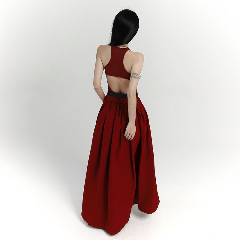 women's red vest dress, view 4 - MRSLM