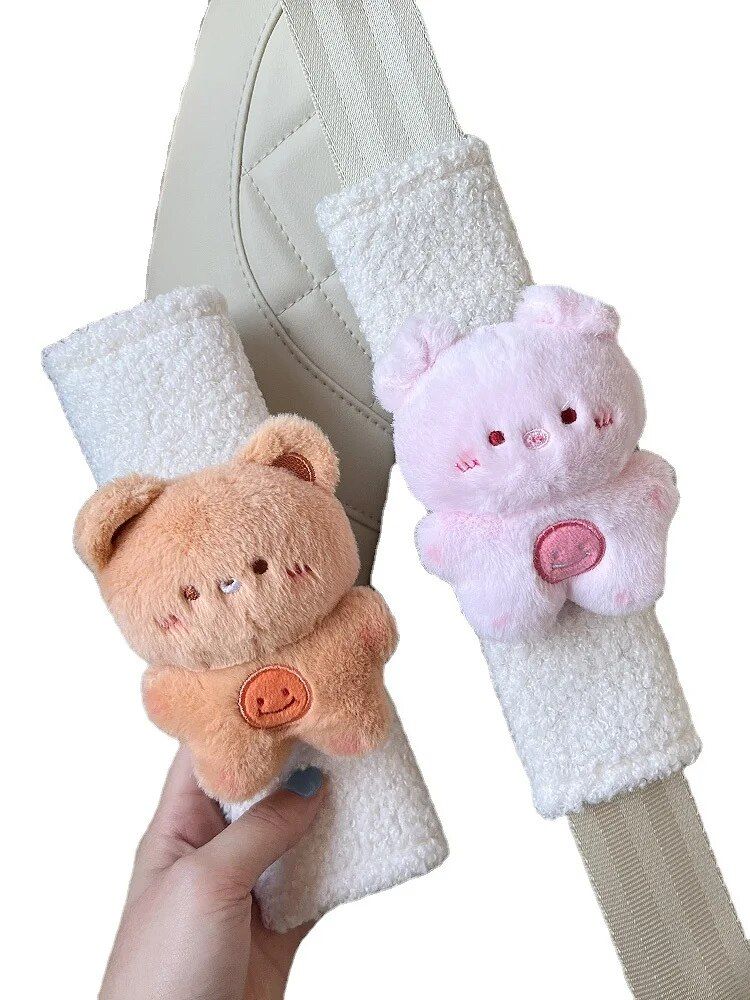 plush rabbit bear seat belt shoulder cover, view 13 - MRSLM