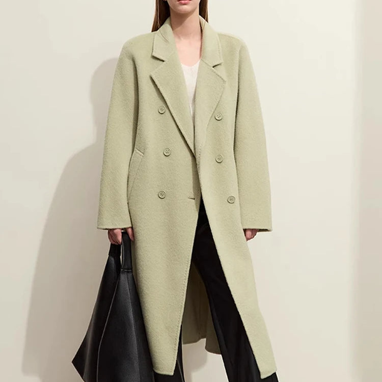 women's minimalist double-breasted wool coat - MRSLM