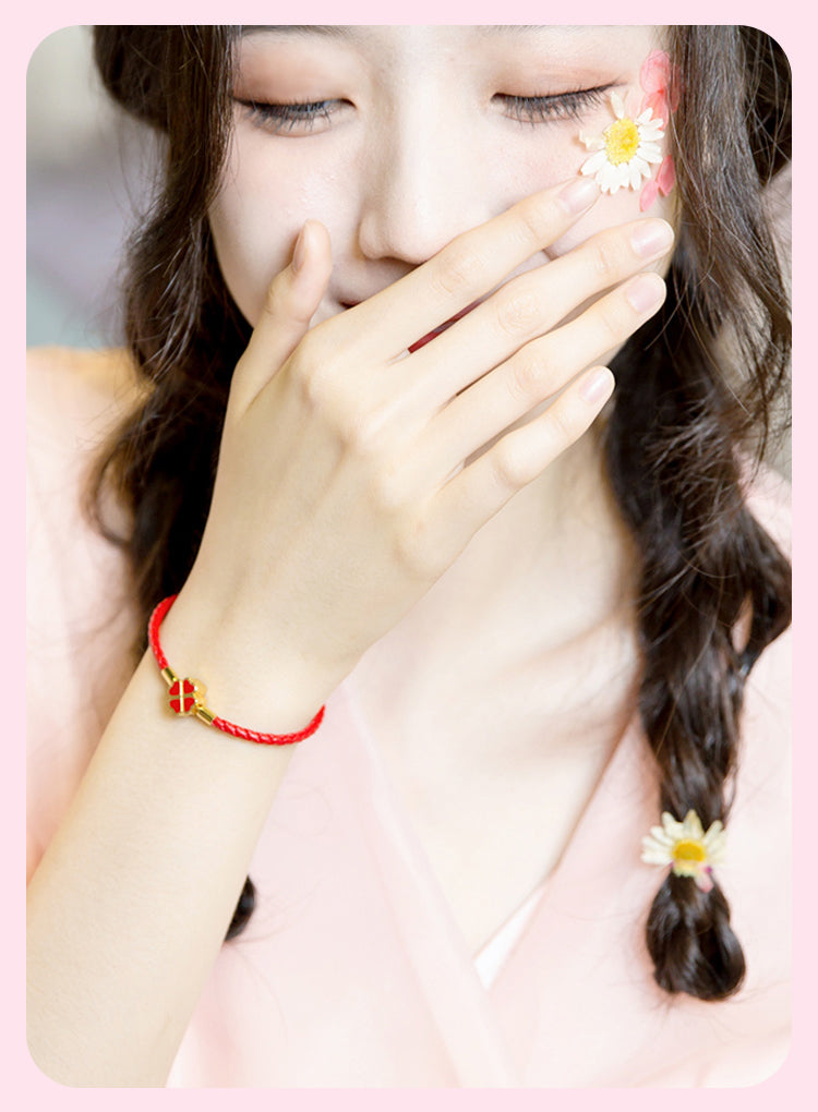 four-leaf clover braided leather bracelet, view 2 - MRSLM
