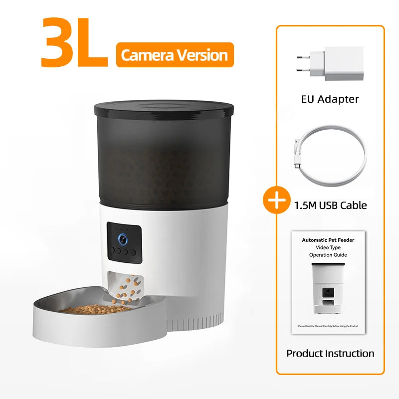 smart automatic cat feeder with camera, view 2 - MRSLM