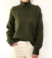 cable woven high collar sweater, view 17 - MRSLM