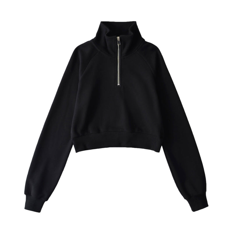 raglan sleeve stand collar half zip sweater, view 2 - MRSLM