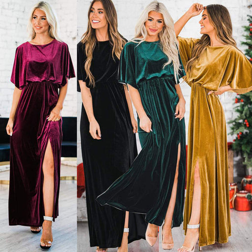 gold velvet evening dress - MRSLM