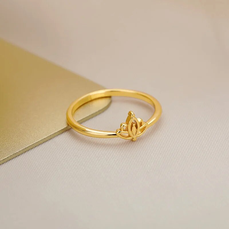 Stainless steel lotus flower ring, view 8 - MRSLM