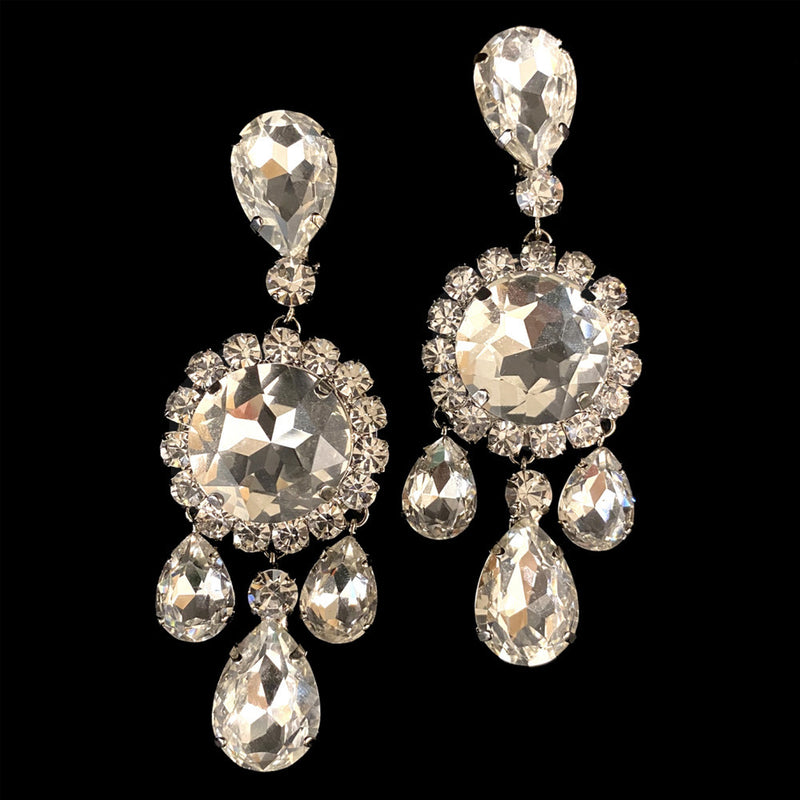 rhinestone pendant necklace and earrings set, view 2 - MRSLM