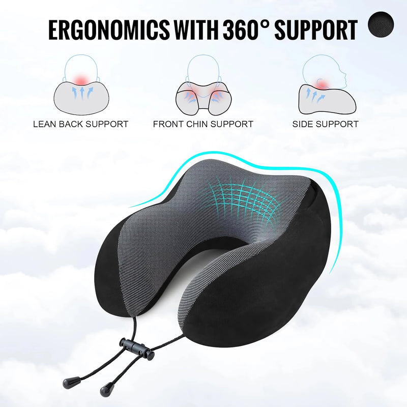 velvet memory foam travel pillow with hood, view 5 - MRSLM