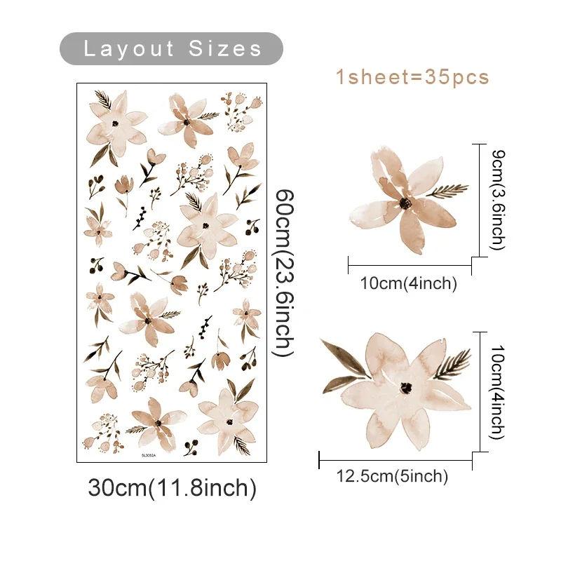 boho floral wall stickers, view 5 - MRSLM