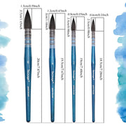 4-piece squirrel and horse hair watercolor brush set, view 7 - MRSLM