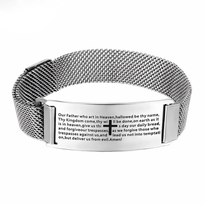 Christian cross magnetic cuff bracelet for men, view 3 - MRSLM
