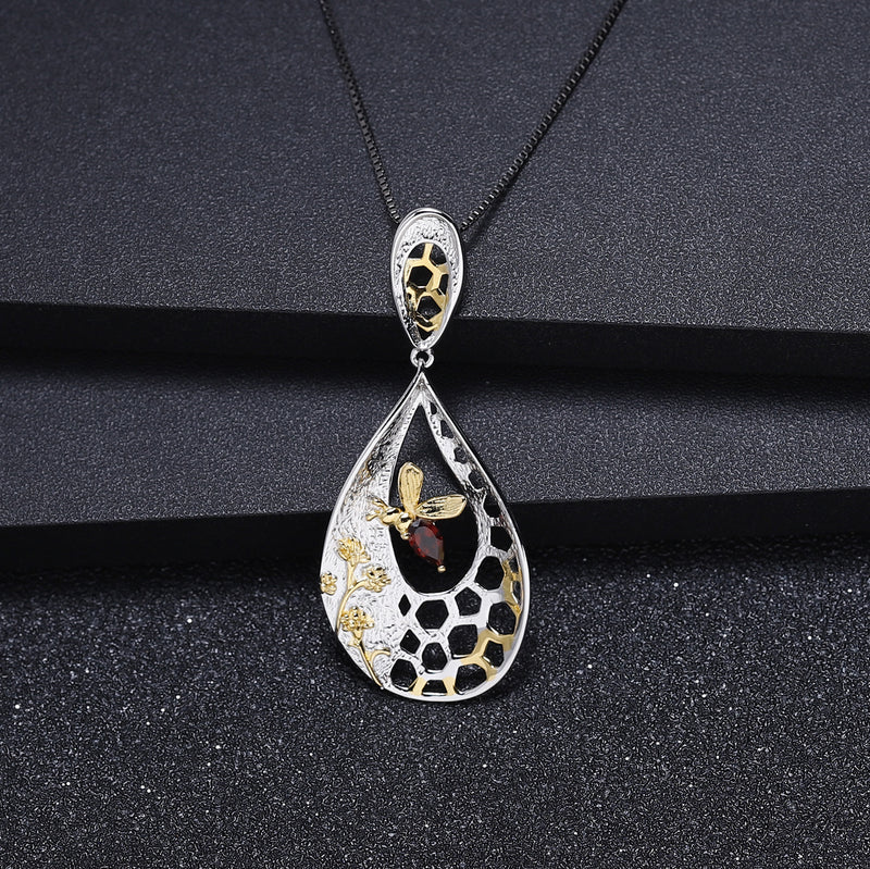 S925 silver natural gemstone pendant necklace, view 5 - MRSLM