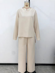 plaid long sleeve lace-up top and pants set, view 2 - MRSLM