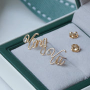 pearl letter name earring - MRSLM