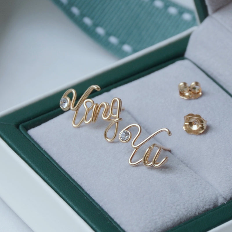 pearl letter name earring - MRSLM