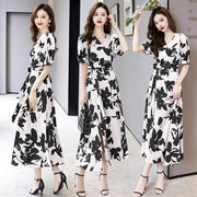 V-neck printed short sleeve dress, view 2 - MRSLM