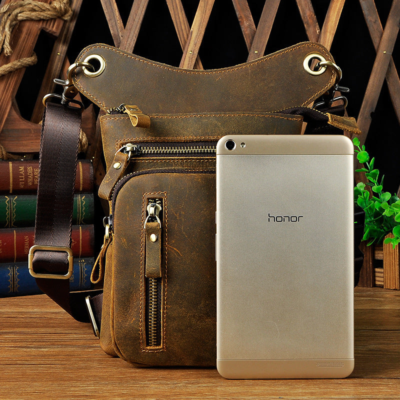 retro leather leg bag, view 2 - MRSLM
