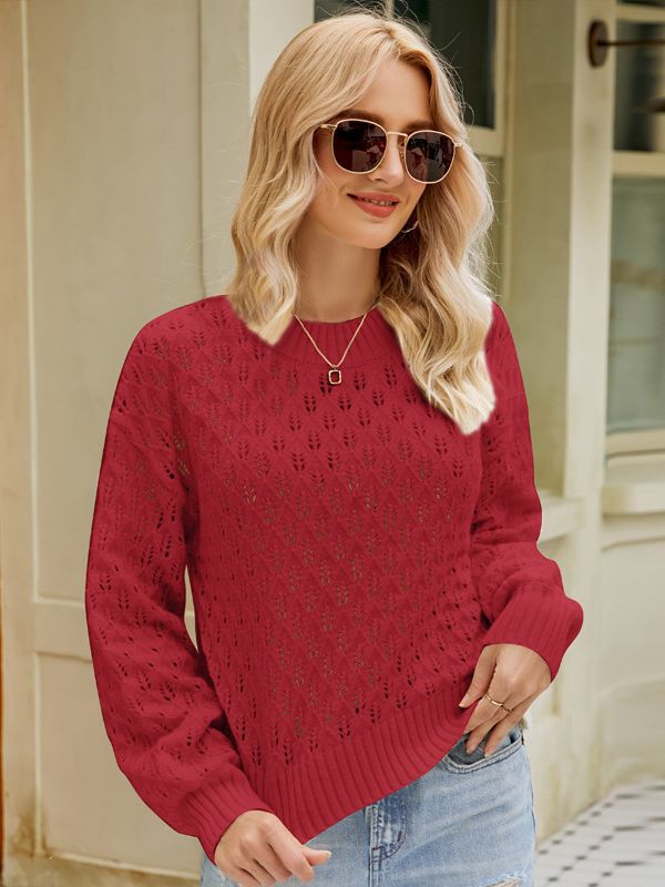 women's loose round neck pullover sweater, view 8 - MRSLM