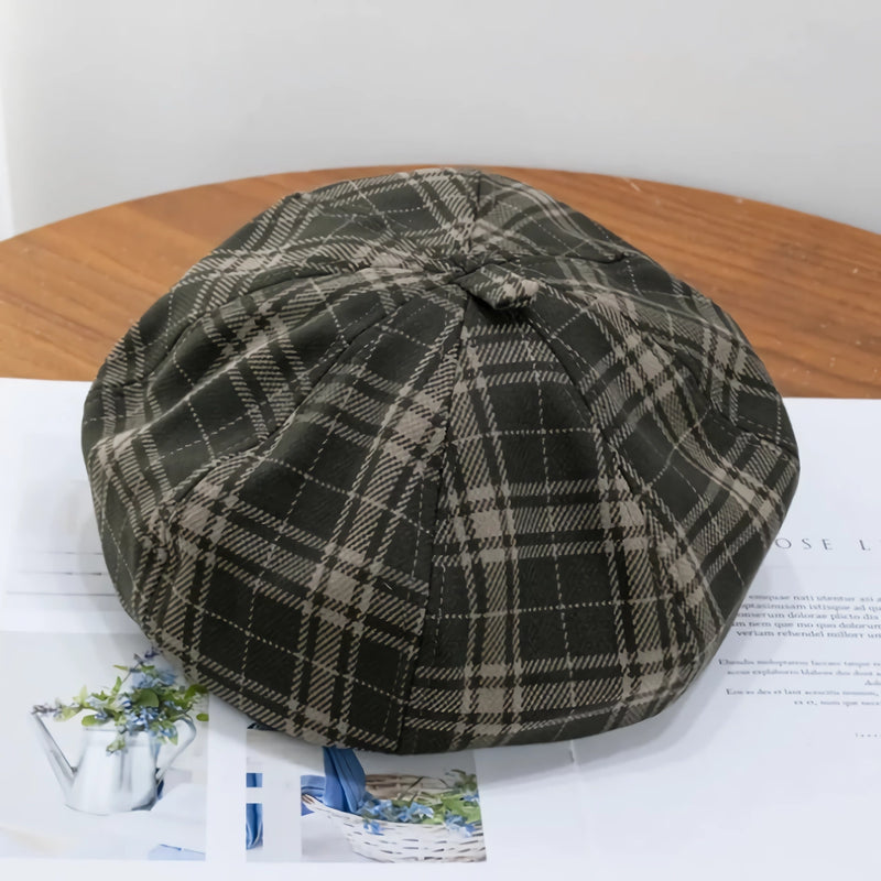 chic plaid winter beret, view 2 - MRSLM