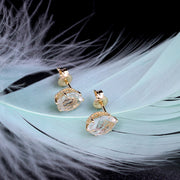 white crystal stud earrings, view 3 - MRSLM