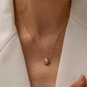 Stainless steel pearl pendant necklace, view 7 - MRSLM