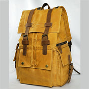 retro waxed canvas backpack, view 3 - MRSLM
