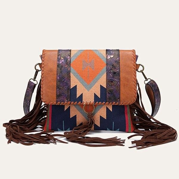 boho tassel shoulder bag, view 4 - MRSLM