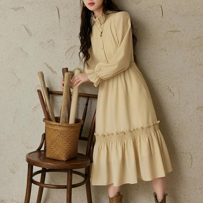 stand neck A-line dress - MRSLM