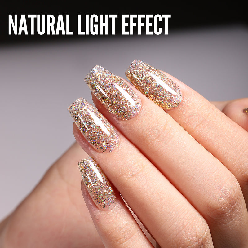 champagne red reflective glitter gel polish, view 4 - MRSLM