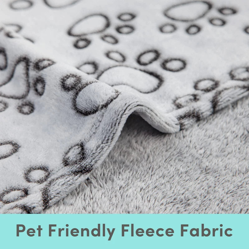 soft warm dog blanket with paw print, view 4 - MRSLM