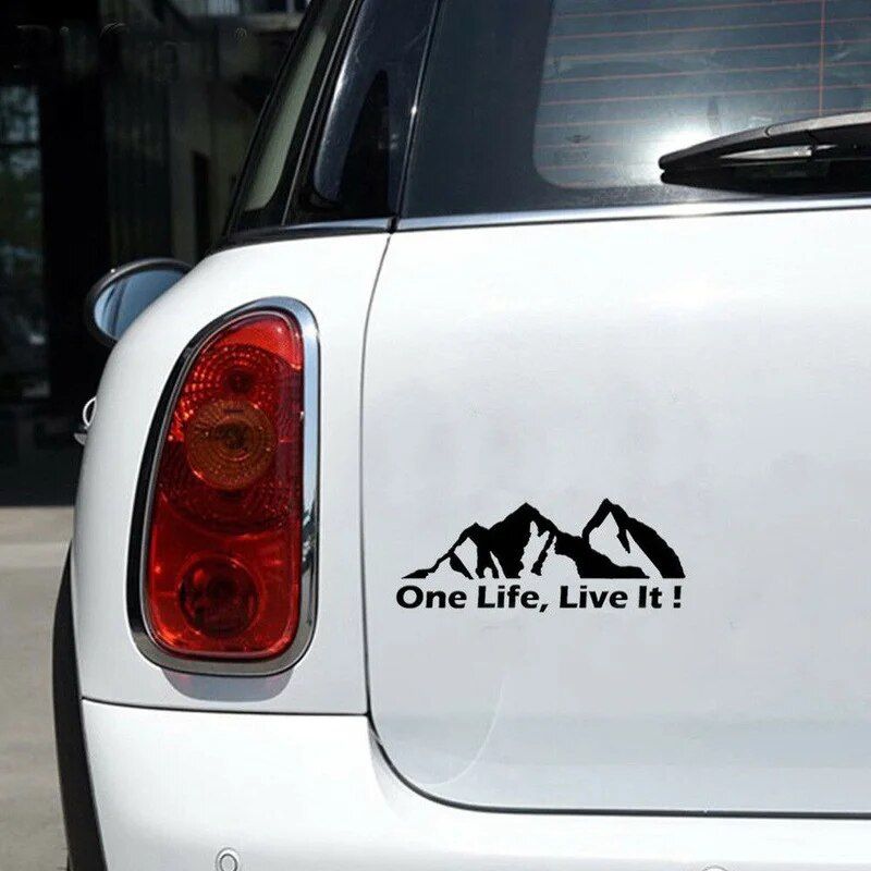 One Life Live It mountain car sticker, view 4 - MRSLM