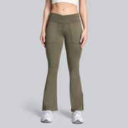 high-stretch cross-waist flared yoga pants, view 6 - MRSLM