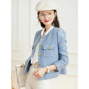women's round neck long sleeve jacket, view 3 - MRSLM