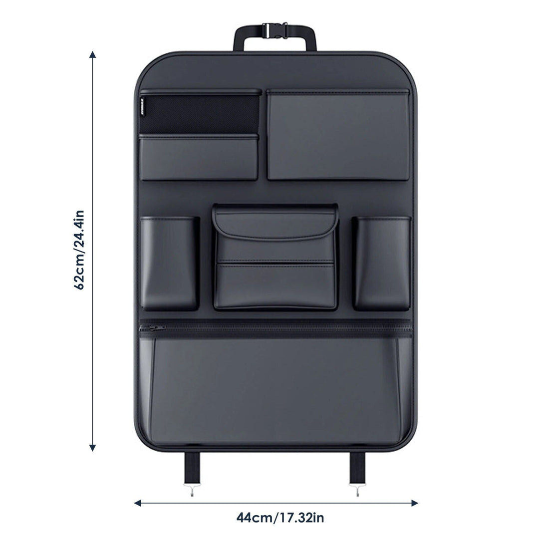 High-Capacity Leather Car Storage Organizer for Backseat & Trunk - Black