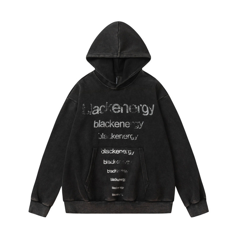 Retro Hooded Sweater Letter Printing Casual Loose Top